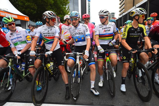 Daryl Impey, Elia Viviani en Mads Pedersen 2020