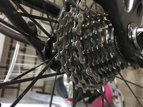 Slijtage Shimano Ultegra cassette.